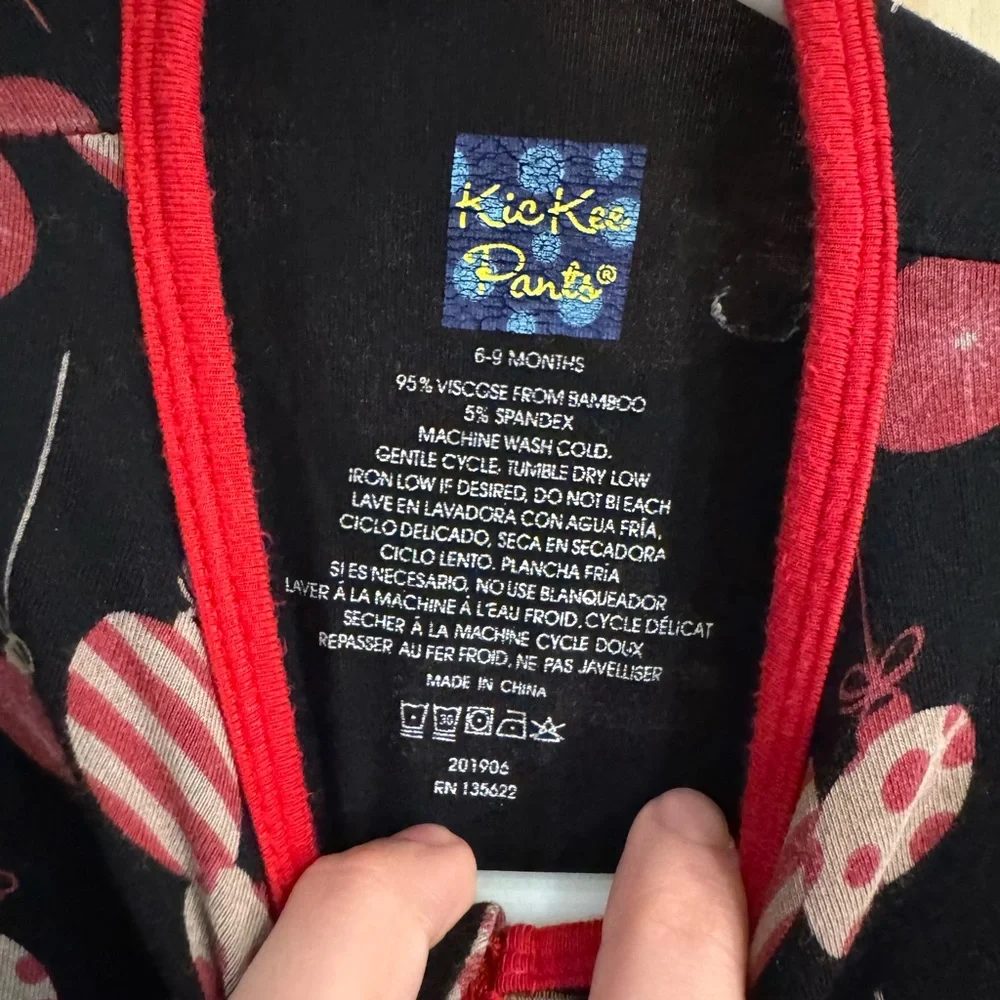 KicKee Pants Baby Girls Christmas Ornament‎ Ruffle Romper Black Red 6-9 Months